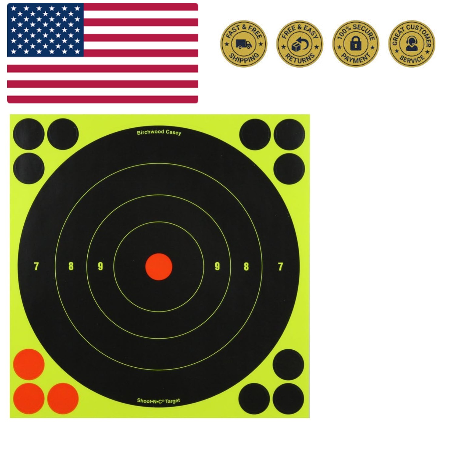 Shoot-N-C 8" Bull’s-Eye Targets - Perfect for All Calibers & Instant Visibility!