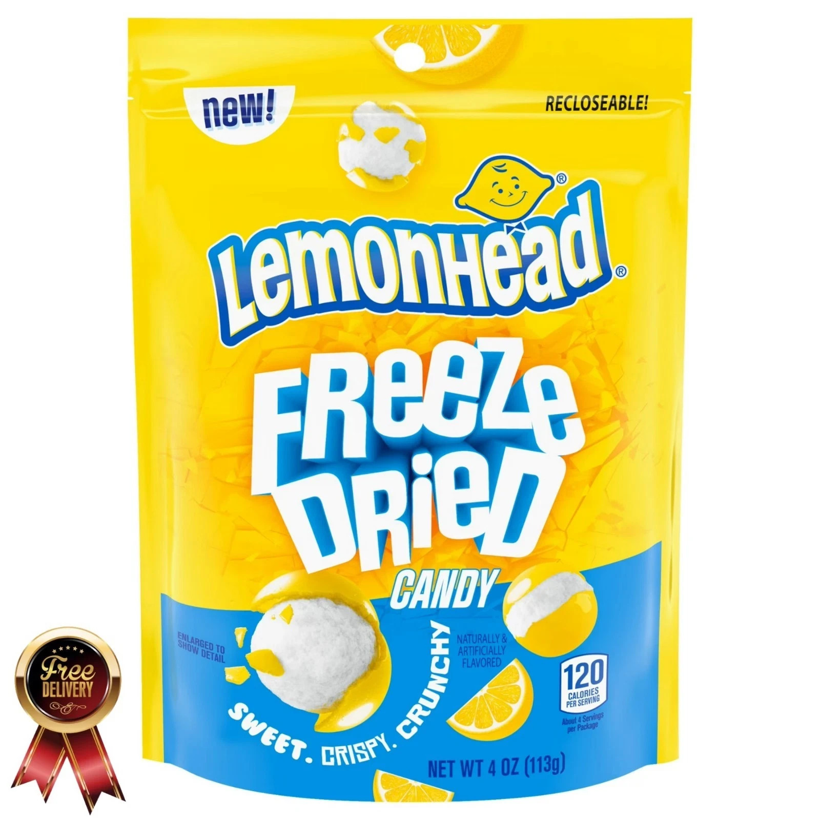 Lemonhead Freeze-Dried Candy – Lemon Flavored, 4 oz Reclosable Bag