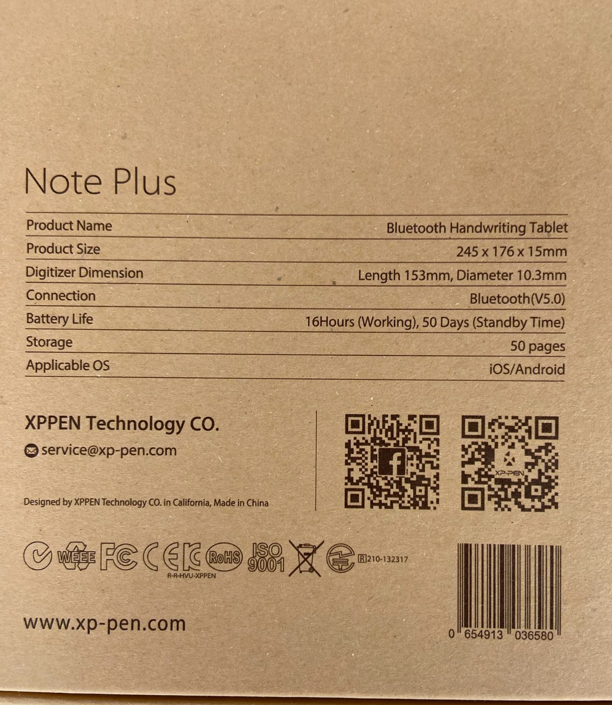 XP-Pen Note Plus Bluetooth Handwriting Tablet Notepad Digital, NO PEN or CHARGER