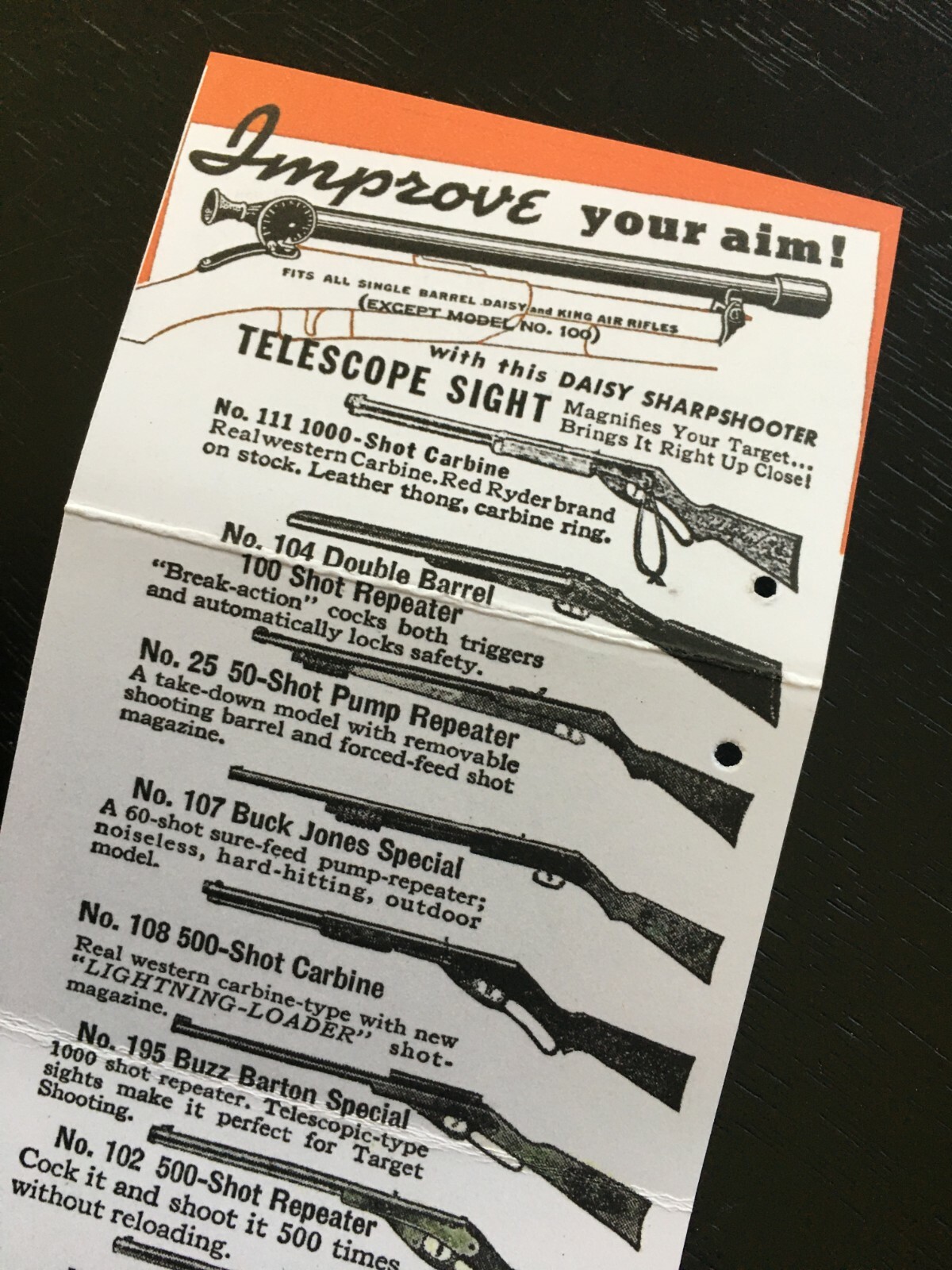Hang Tag Repro for KING 5536 1000 SHOT Air Rifle DAISY KING PLYMOUTH, MI