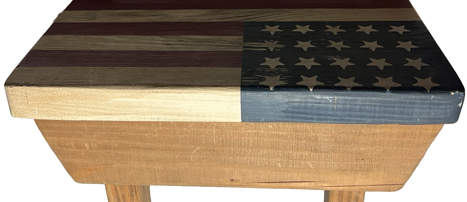 American Flag Wood Foot Stool