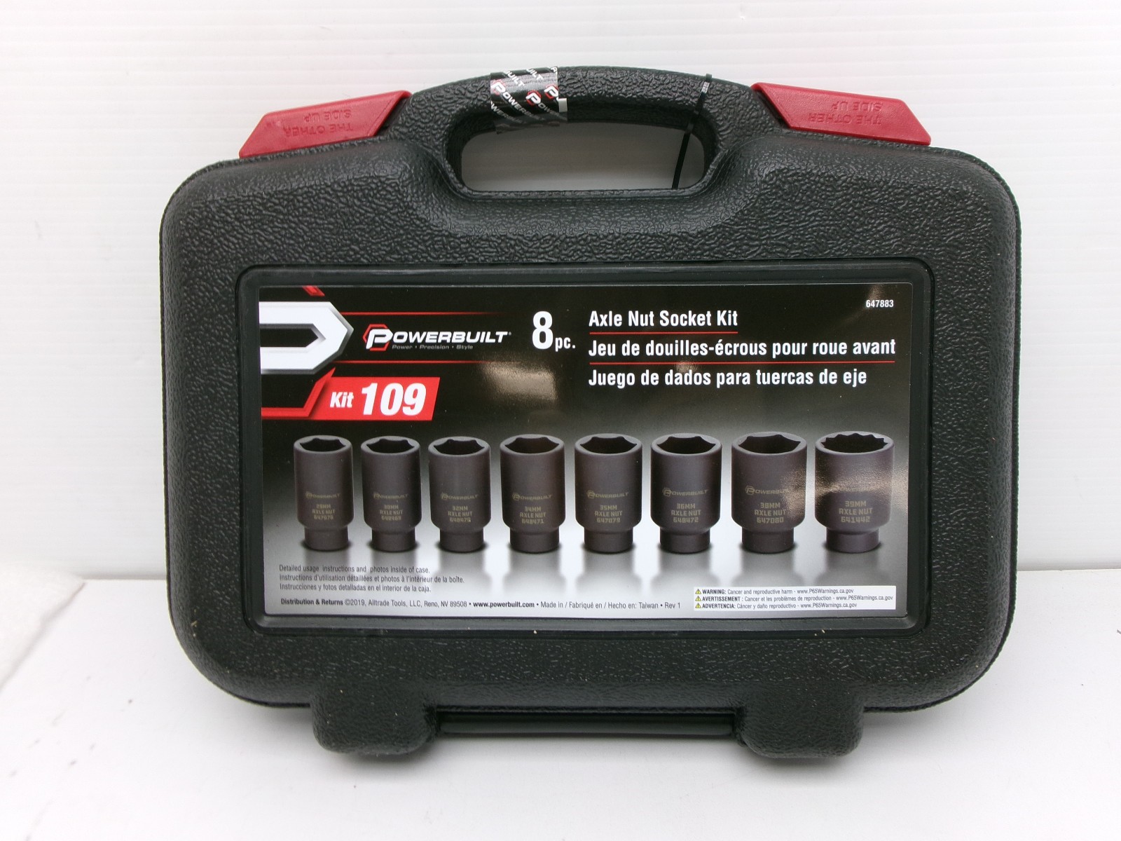 POWERBUILT 8PC AXLE NUT SOCKET SET KIT 109 MODEL NO: 647883  NEW #715M*
