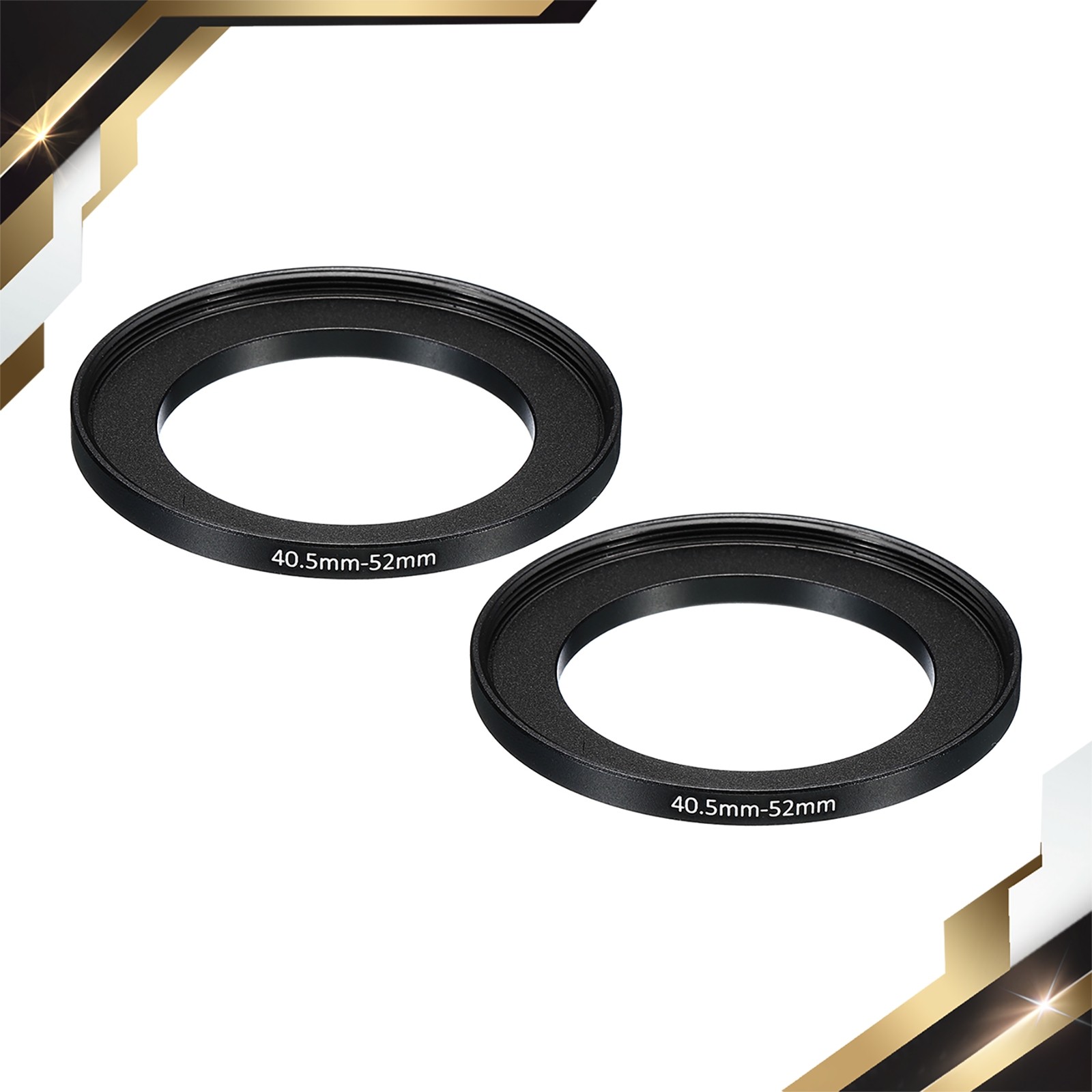 2 Pack 40.5mm-52mm Metal Step Up Ring Camera Len Filter Adapter Ring Black