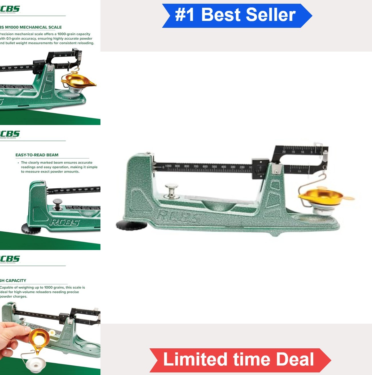 Mechanical Reloading Scale 1000 Grain Capacity 0.1 Grain Accuracy Beam Scale