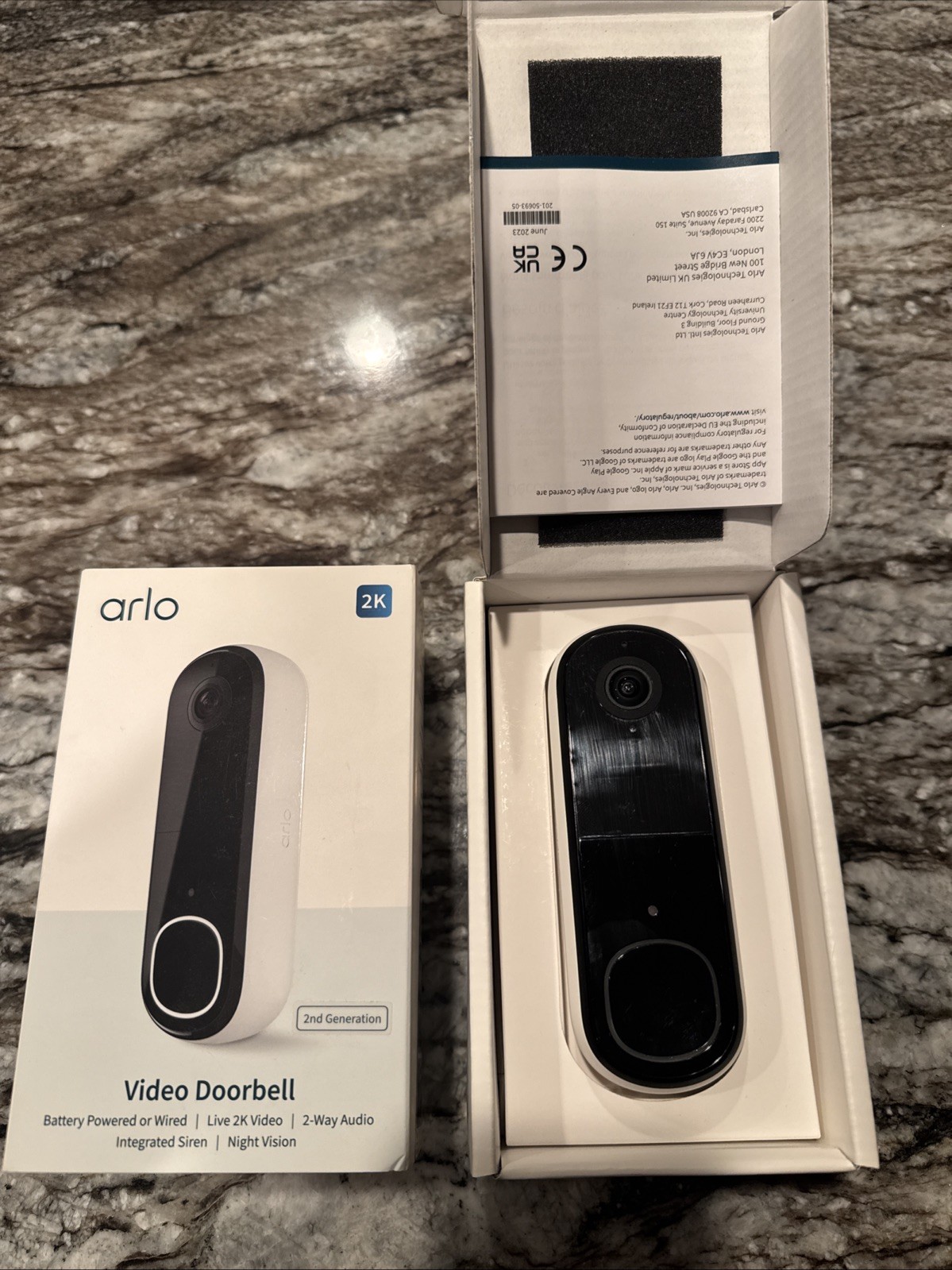 Arlo Video Doorbell 2K 2nd Gen Wired/Wireless 2-Way Audio Night Vision