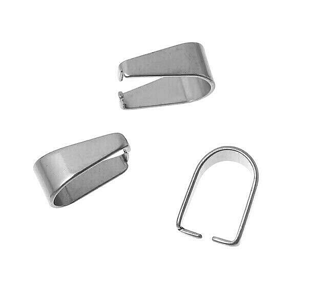 10 Pinch 9mm Pendant Bails 304 Grade Stainless Steel For Beads Charms Findings