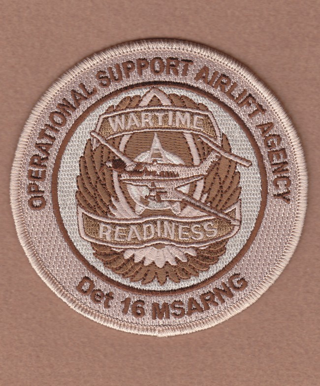 Army Patch: Operational Support Airlift Agency, Det 16, Mississippi NG, tan