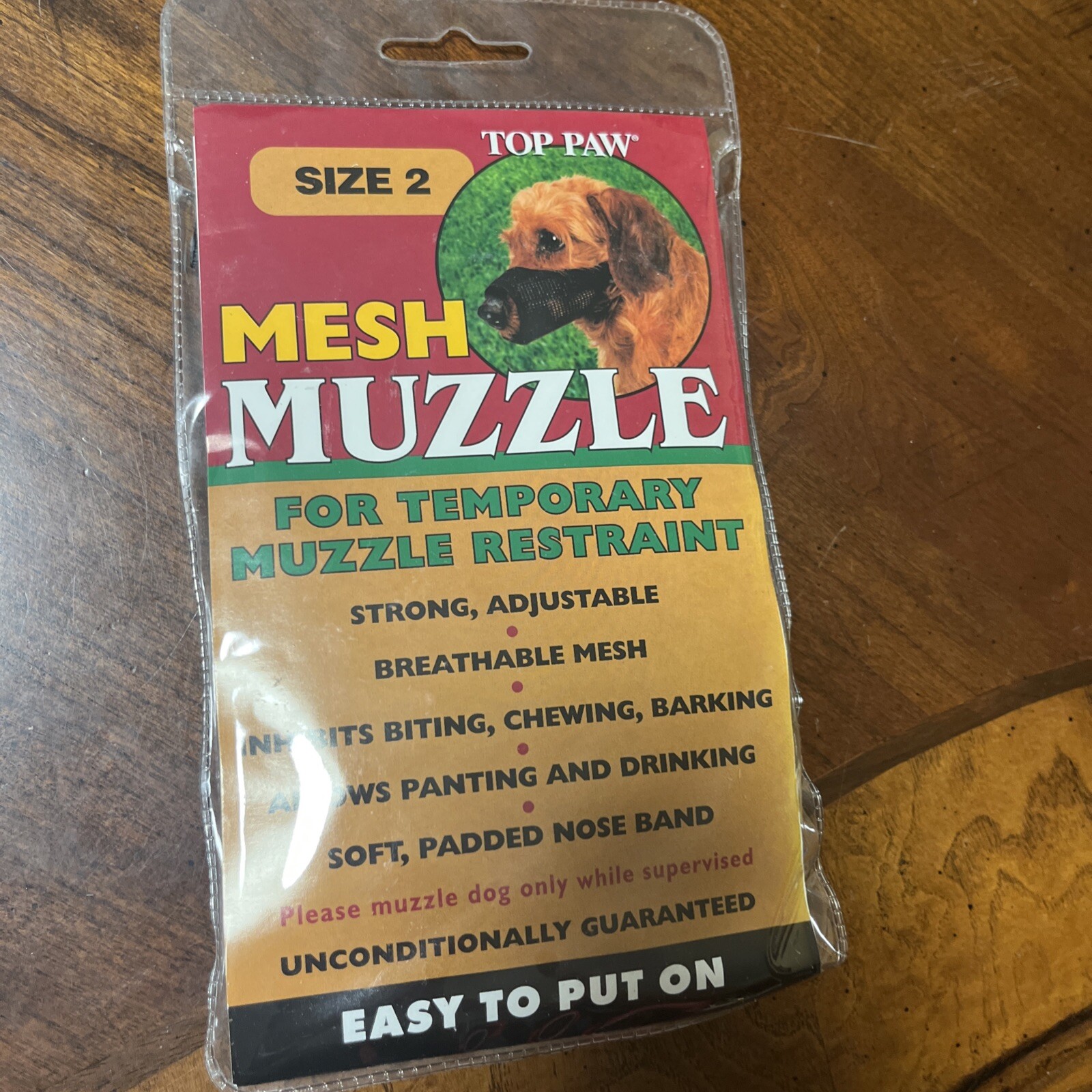 Top Paw Mesh Dog Muzzle Size 2 Black #1302 For 7-12 Lbs 4" Nose Circumference