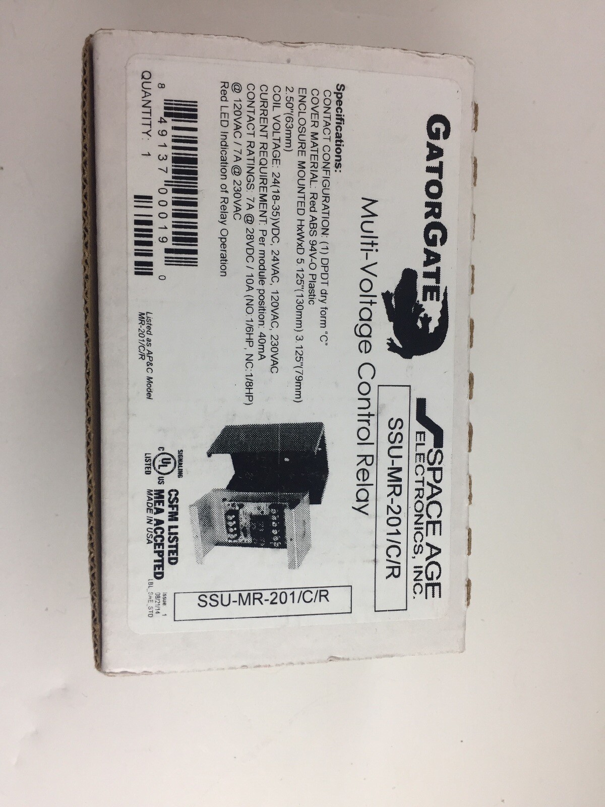 Space Age GatorGate SSU-MR-201CR  Multi-Voltage Control Relay *NEW*