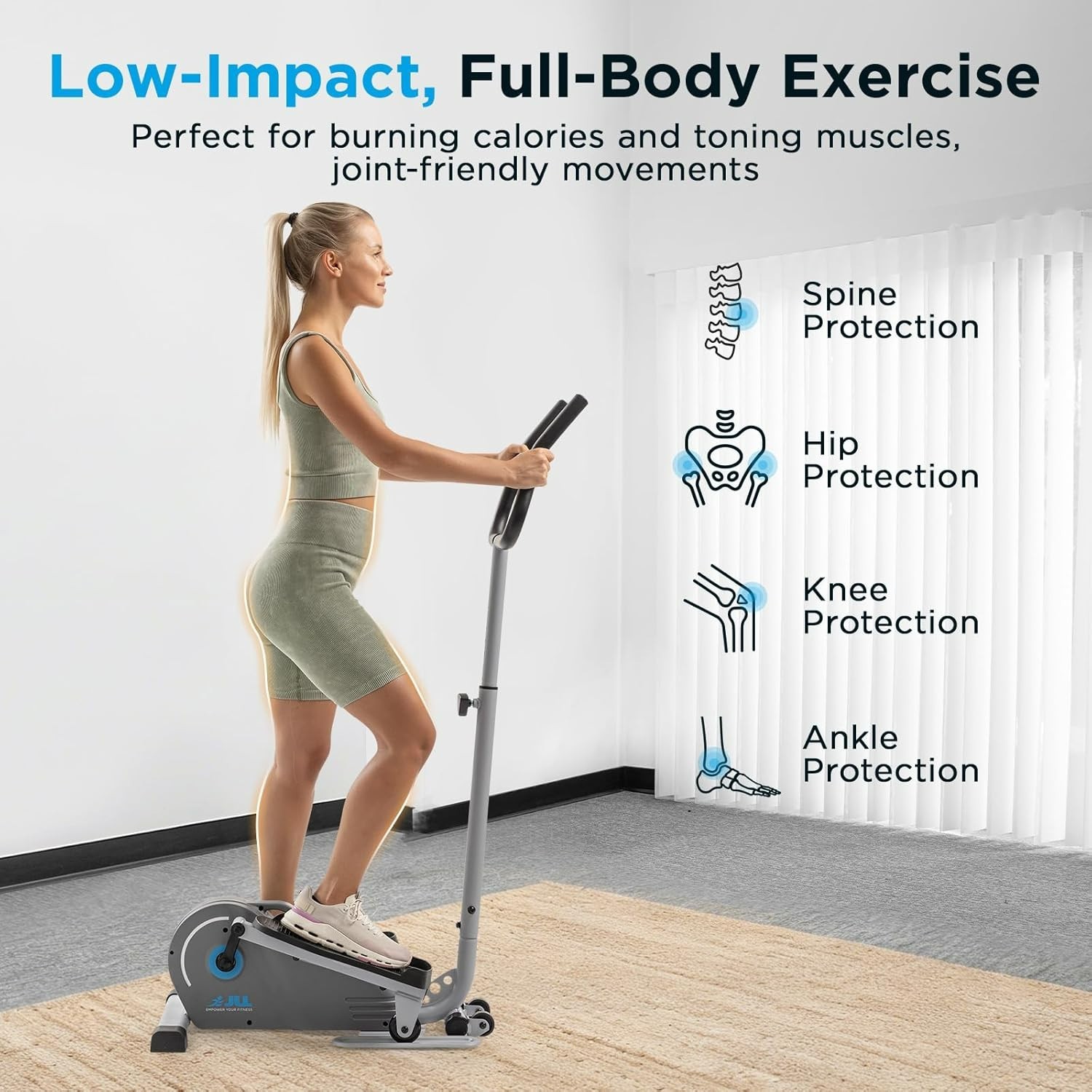 JLL Compact Mini Elliptical Exercise Machine Cross Trainer with Handlebar