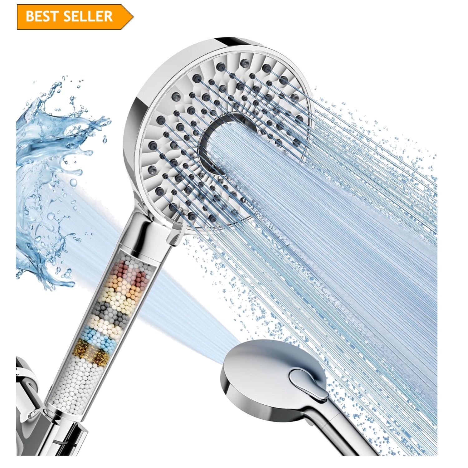 Luxury Handheld Filtered Shower Head - 10 Powerful Spray Modes & Chrome Finish
