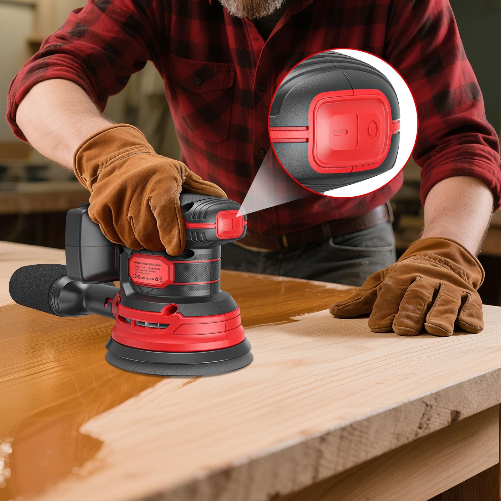 Cordless Orbital Sander Compatible For Milwaukee 18V, Electric Orbit Sander w...