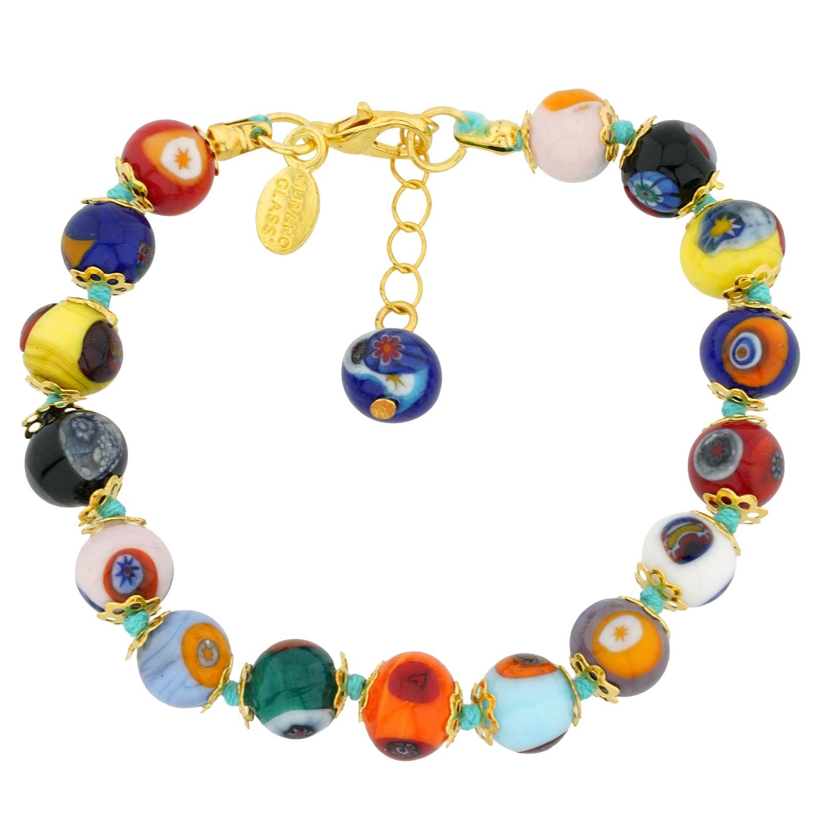 Glass Of Venice Murano Glass Bracelet Italian Millefiori Multicolor Mosaic Beads