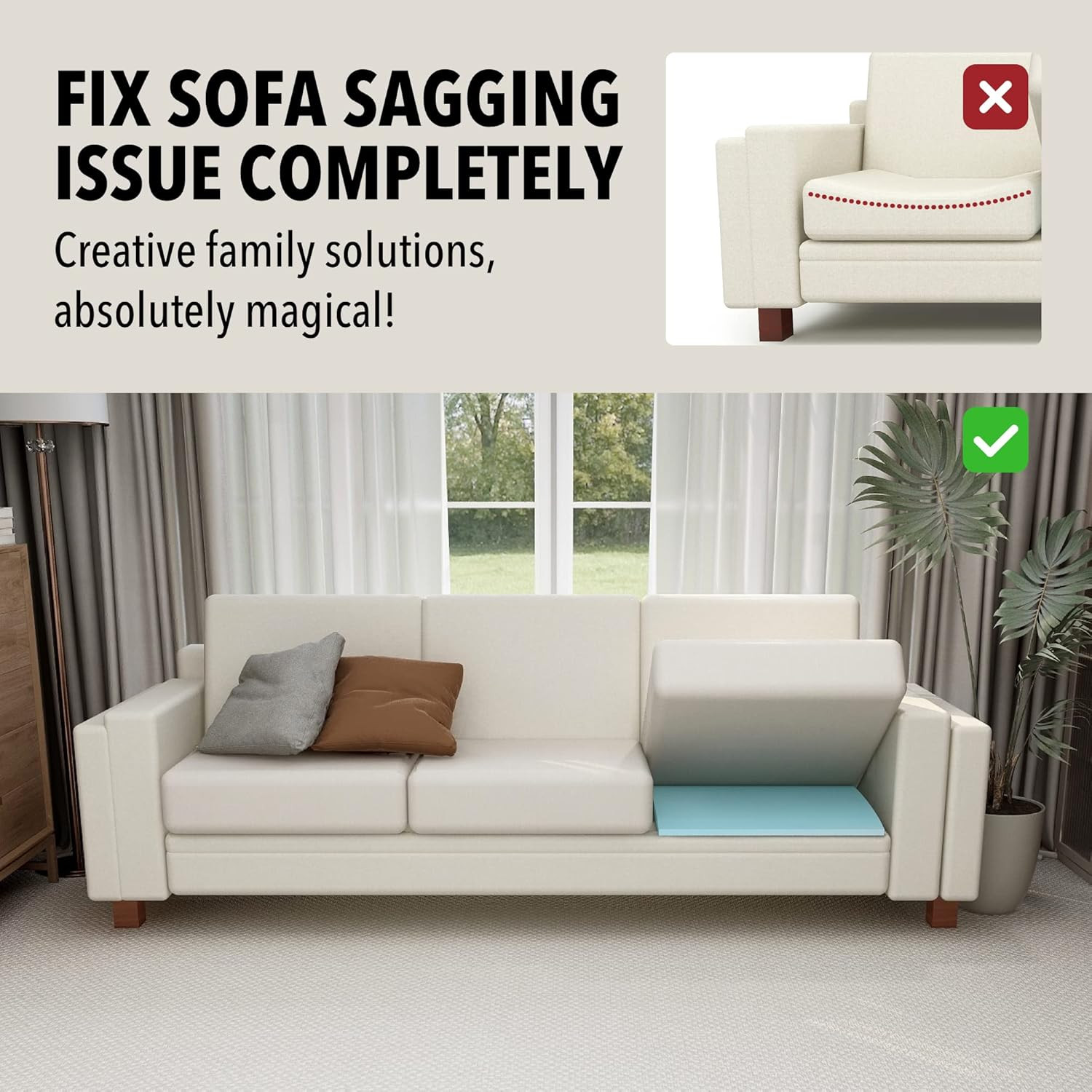 Couch Sofa Cushion Support for Sagging Seat Arched Furniture Seat under Cushion