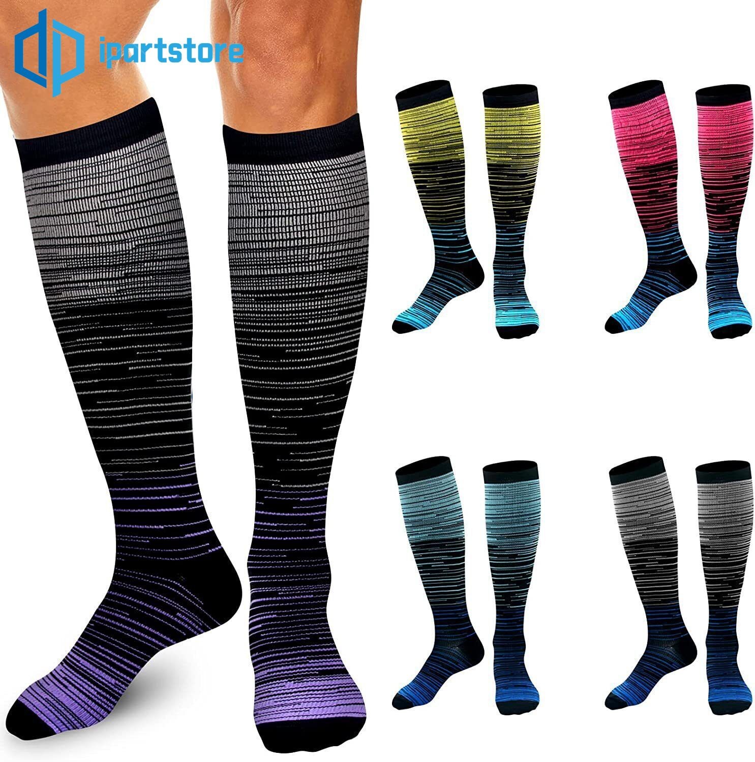 5 Pairs Men Women Compression Socks 15-20mmHg Graduated Support Calf S/M-L/XL