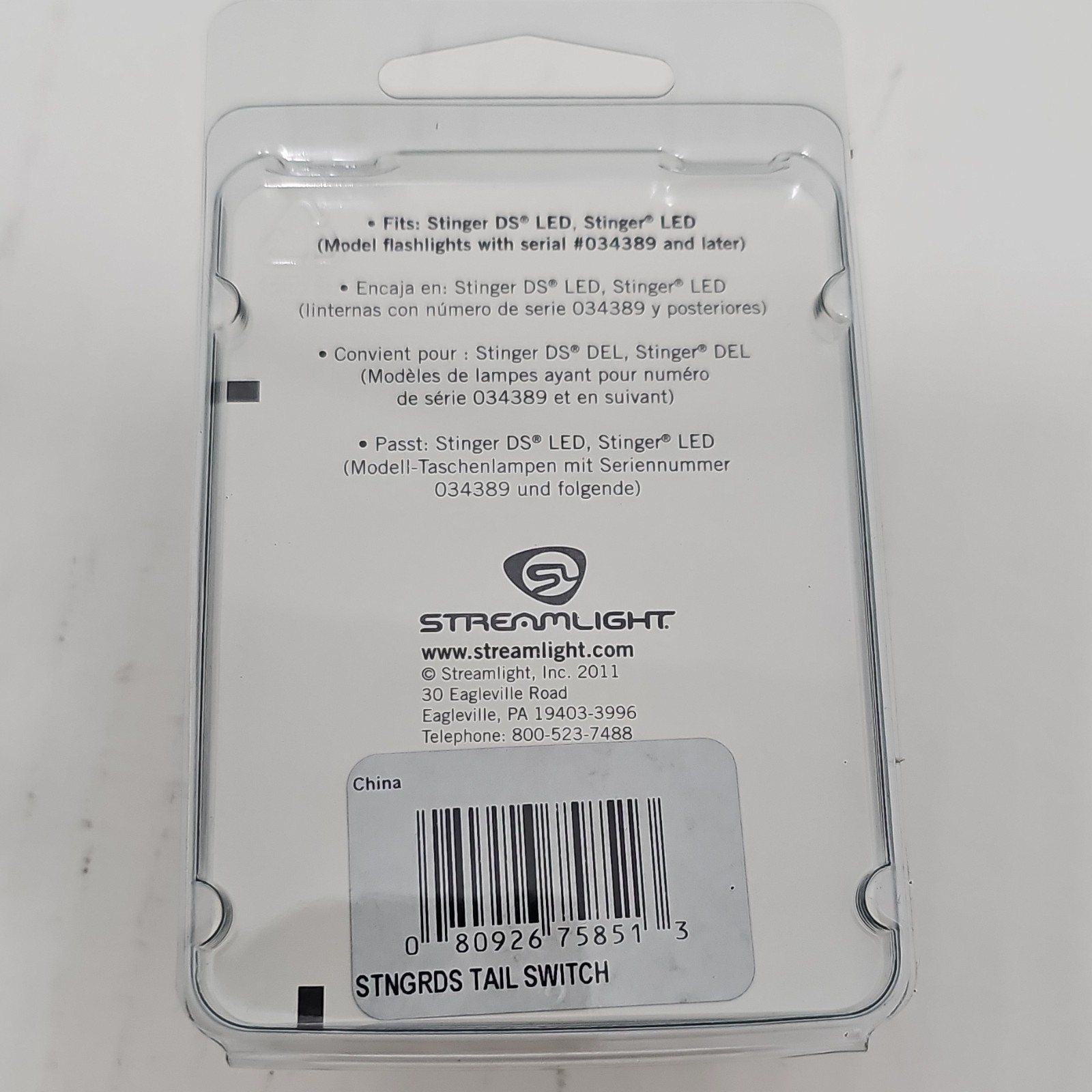 NEW Genuine Streamlight Stinger DS LED Tail Cap Switch Assembly OEM 75851