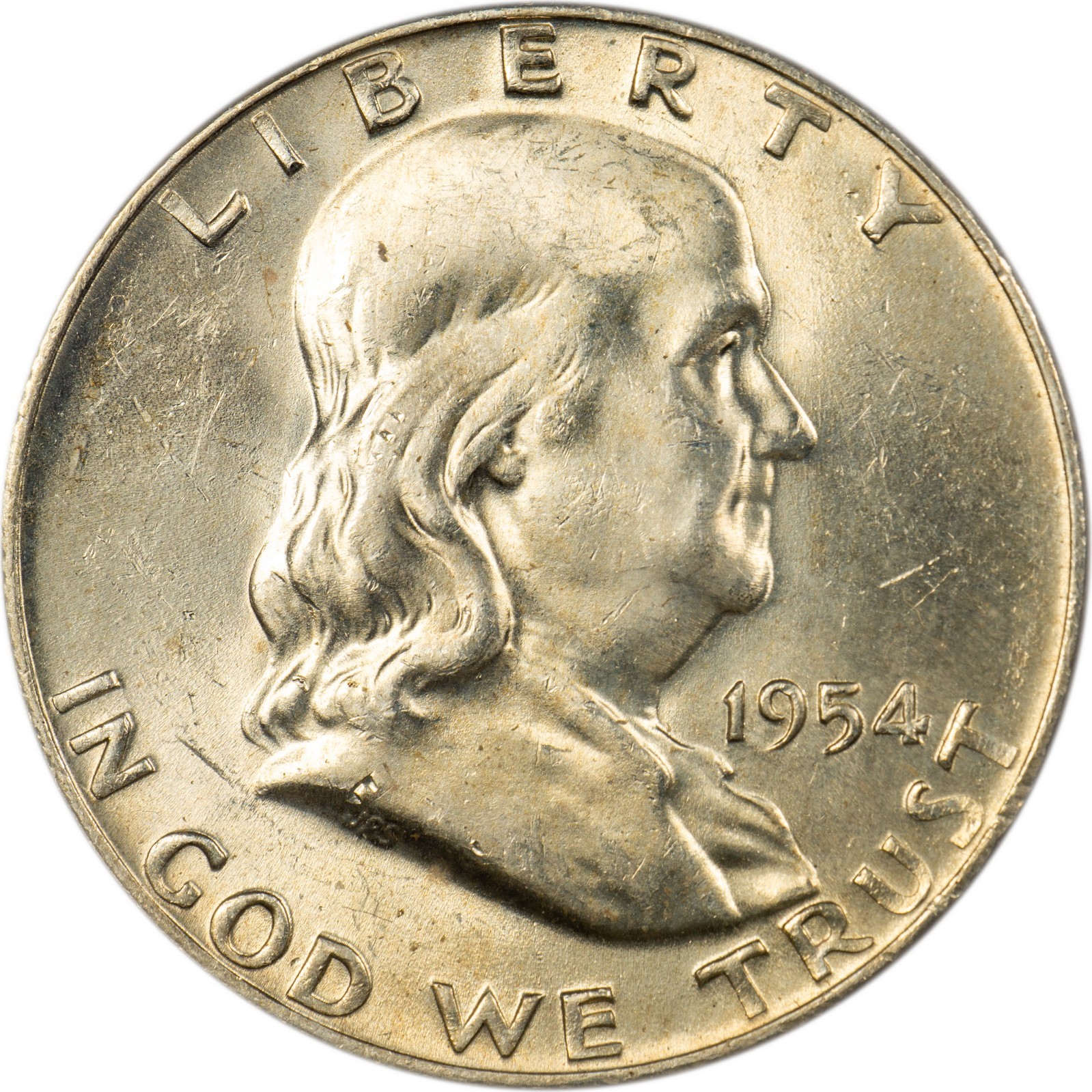 1954-D Franklin Half Dollar - FBL - Lightly Toned - CH BU!