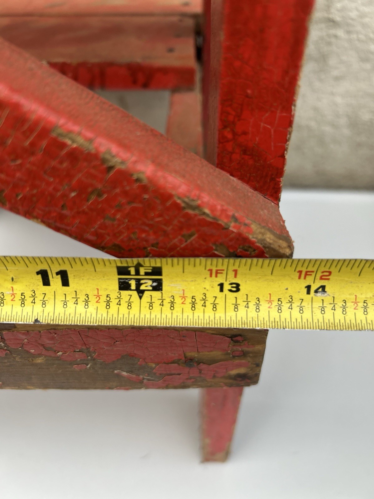 Vintage Rustic Solid Wood 2-Step Stool Farmhouse Bench Plant Stand Red 20+