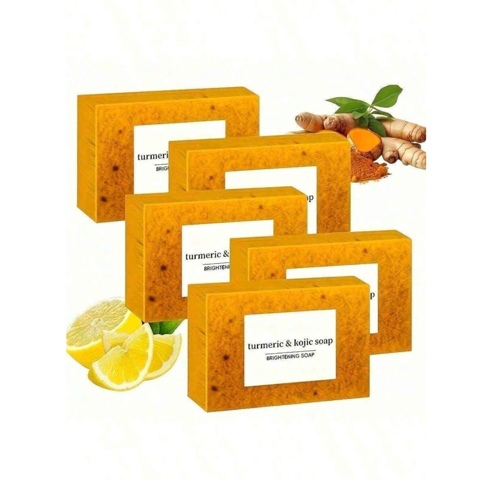 Turmeric  Acid Soap Lemon Brightening Soap Bar Handmade Cleansing Mesh Net