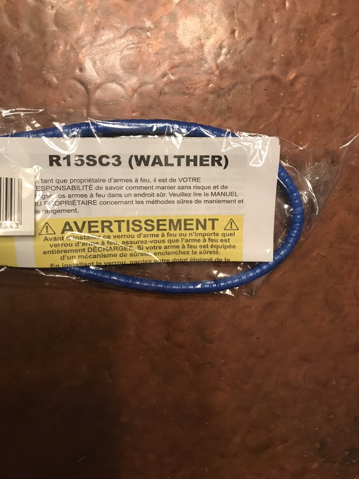 Walther Gun Safety Cable Lock New R15SC3 w/keys