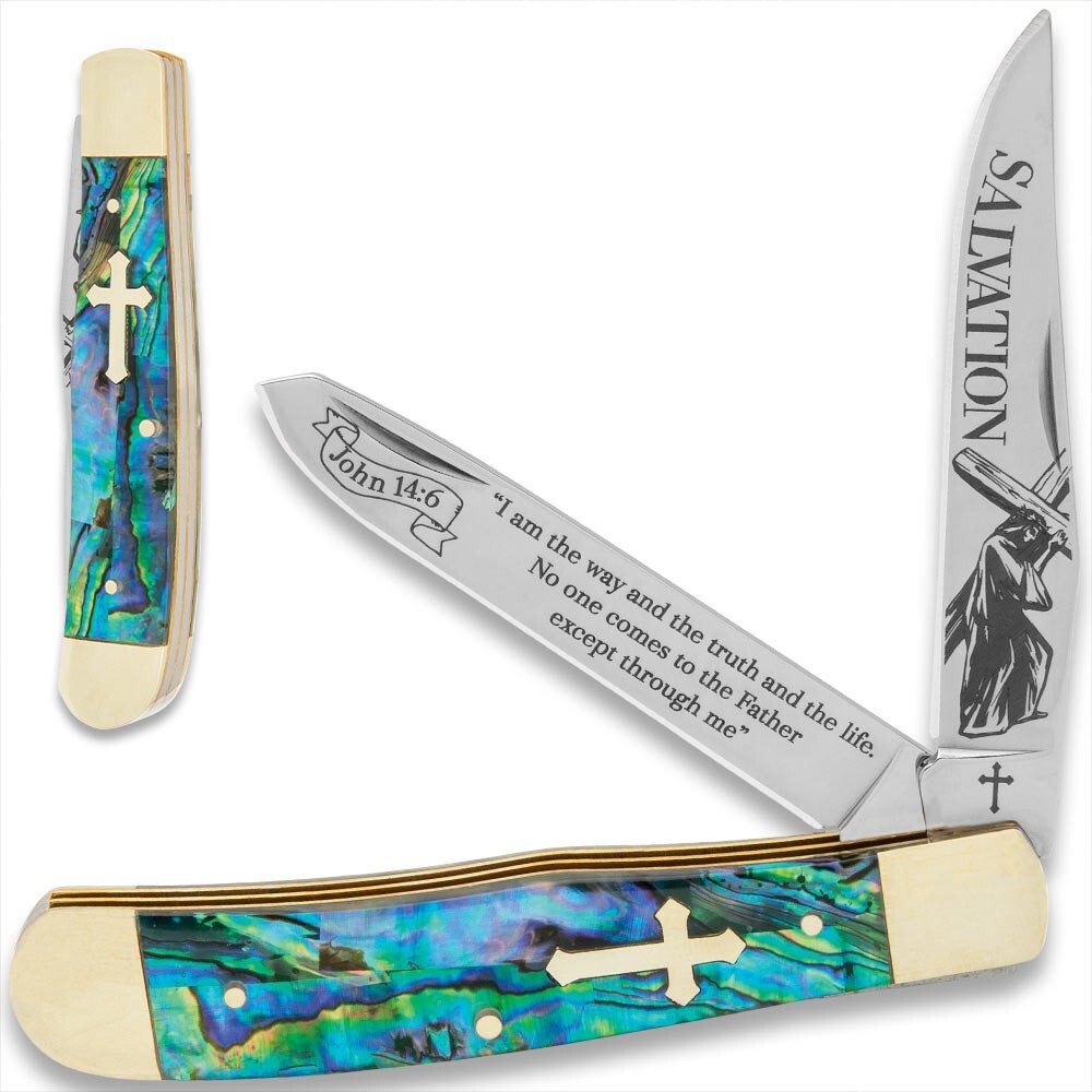 Christian Pocket Knife - Salvation Bible Verse Trapper | John 14:6 Engraving