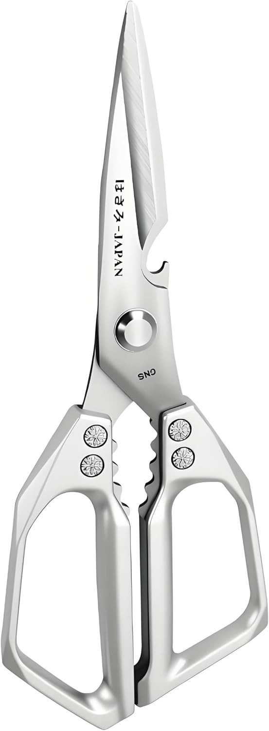 Kitchen Scissors, All Purpose，Ultra Sharp Meat Scissors，Heavy Duty Silver