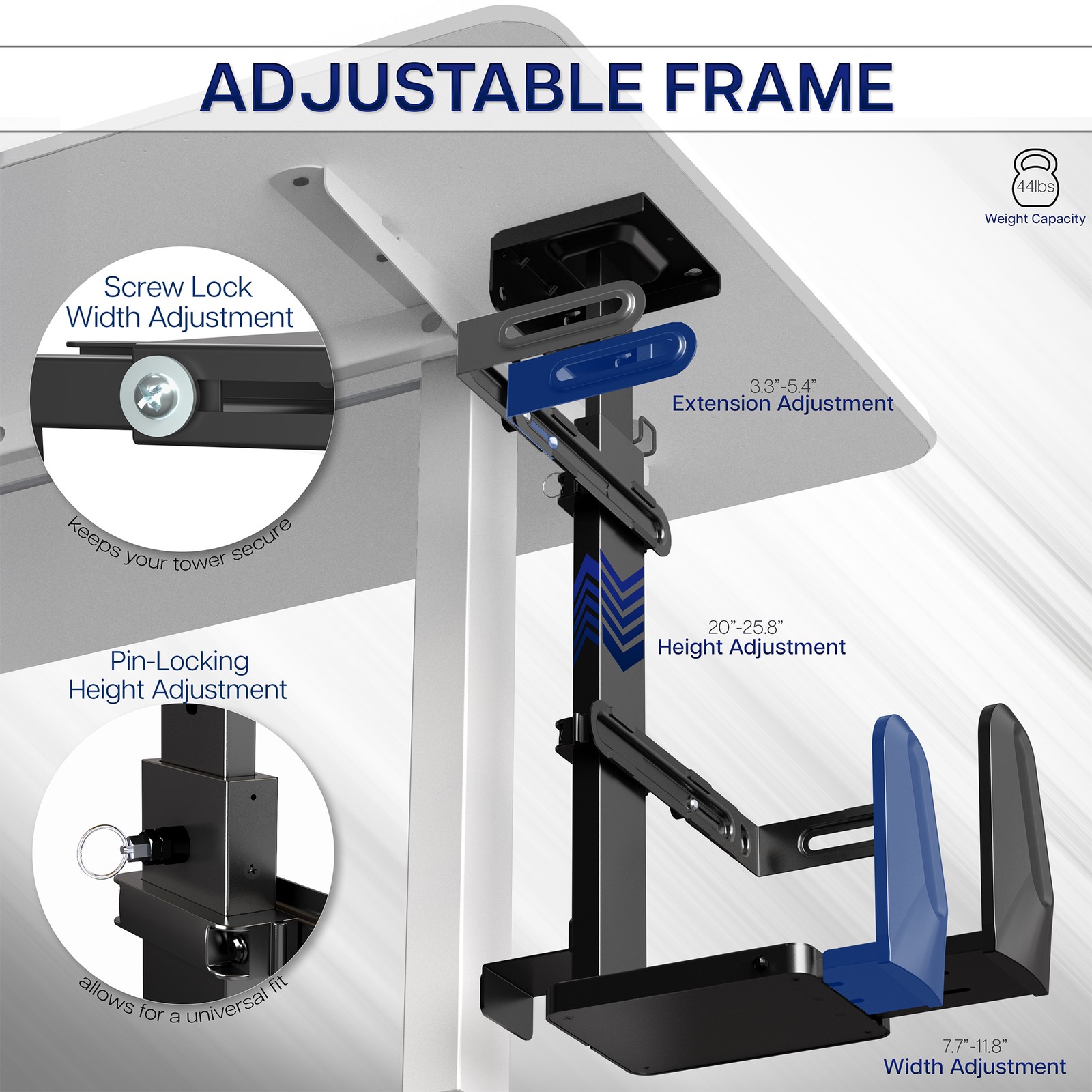 VIVO Adjustable Under Desk Large PC and Wall Mount, Computer Case CPU Holder