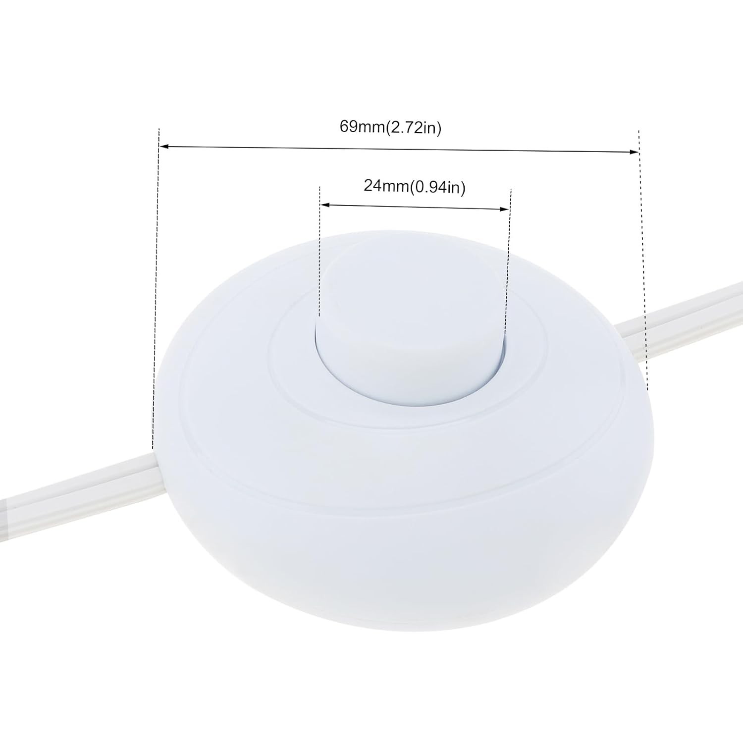 6Ft Foot Pedal Push Switch Inline Lamp Light On Off Control Wire Color: White