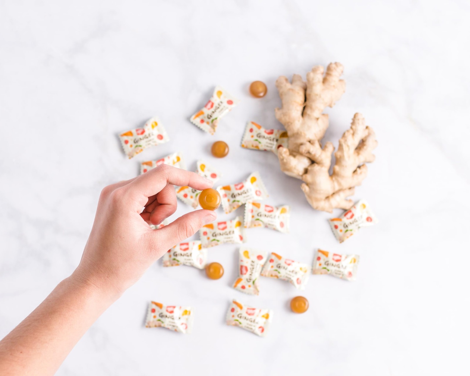 Ginger Hard Candy Center Filled Burst Natural Digestive Aid Individually Wrap...