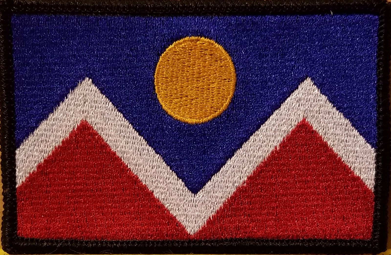 DENVER COLORADO Flag Patch With Hook Adhesive Fastener Emblem Black Border #2