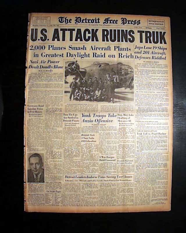 BATTLE OF TRUK ATOLL Operation Hailstone v. Japanese 1944 World War II Newspaper
