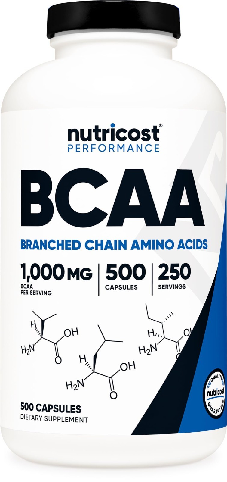 Nutricost BCAA 1000mg, 500 Capsules (250 Serv), 2:1:1 Branched Chain Amino Acids