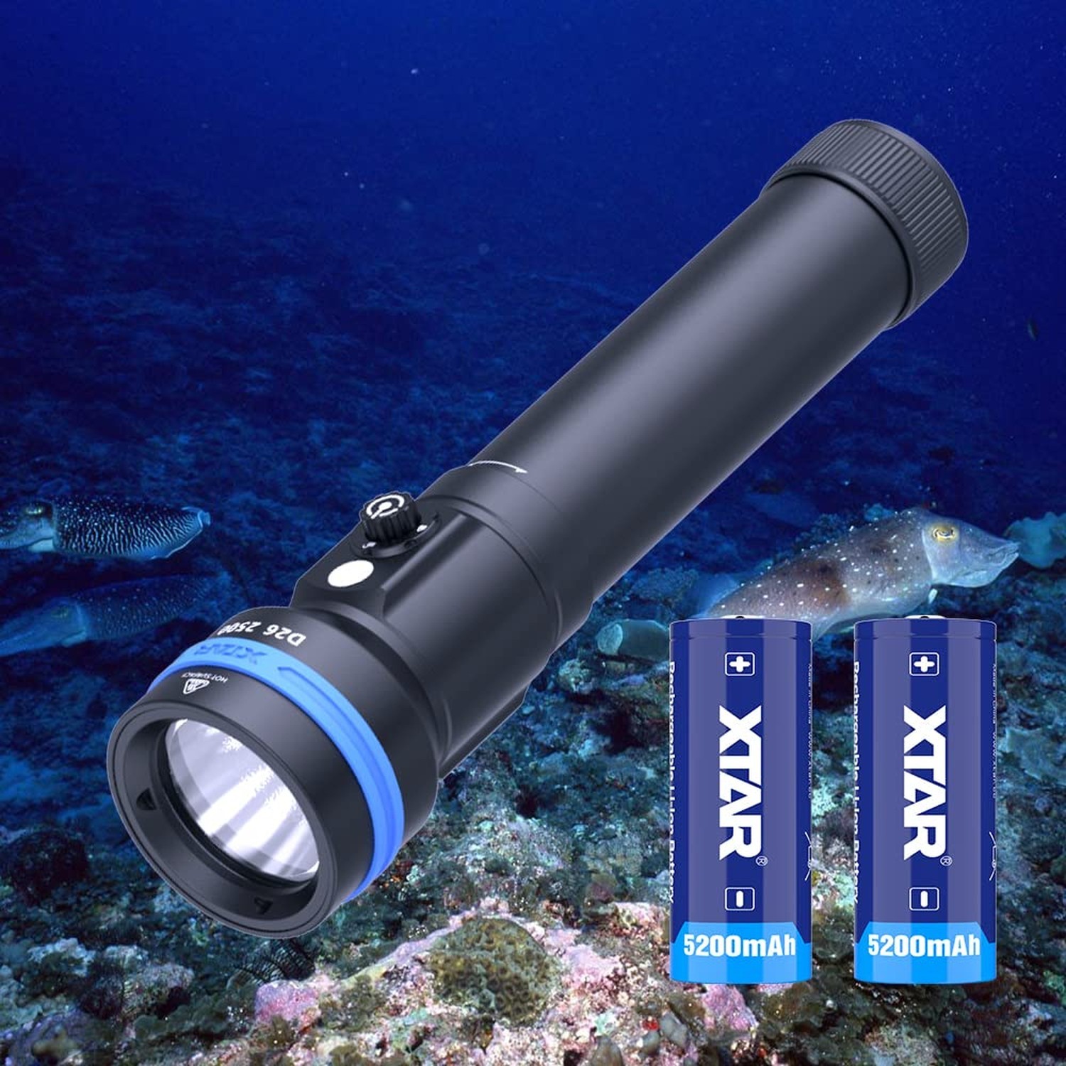 XTAR D26 2500 Lumens Scuba Dive Light Waterproof Diving Torch Submarine Divin...