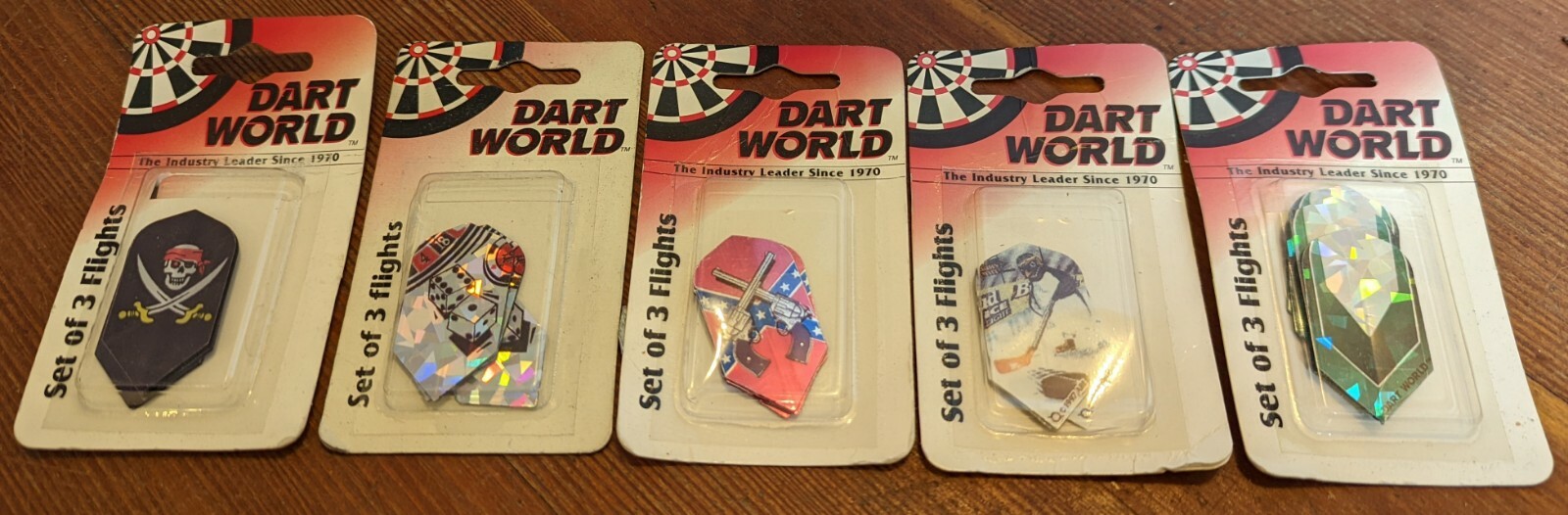 Lot of (5) NOS Dart World flights in packaging, assortment #B 1-5