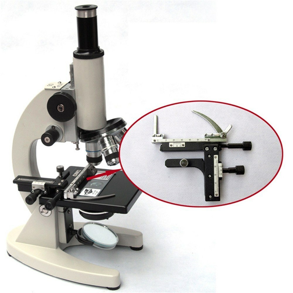 X-Y Movable Stage Attachable Microscope Mechanical Stage Plastic Lever w/Scale