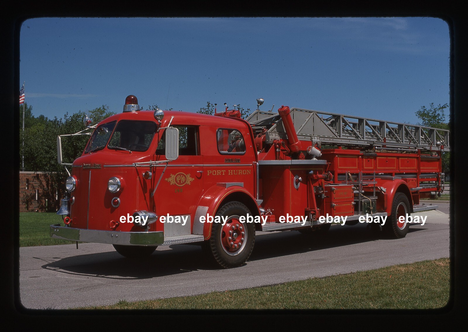 Port Huron MI 1955 American La France 100' Aerial Fire Apparatus Slide