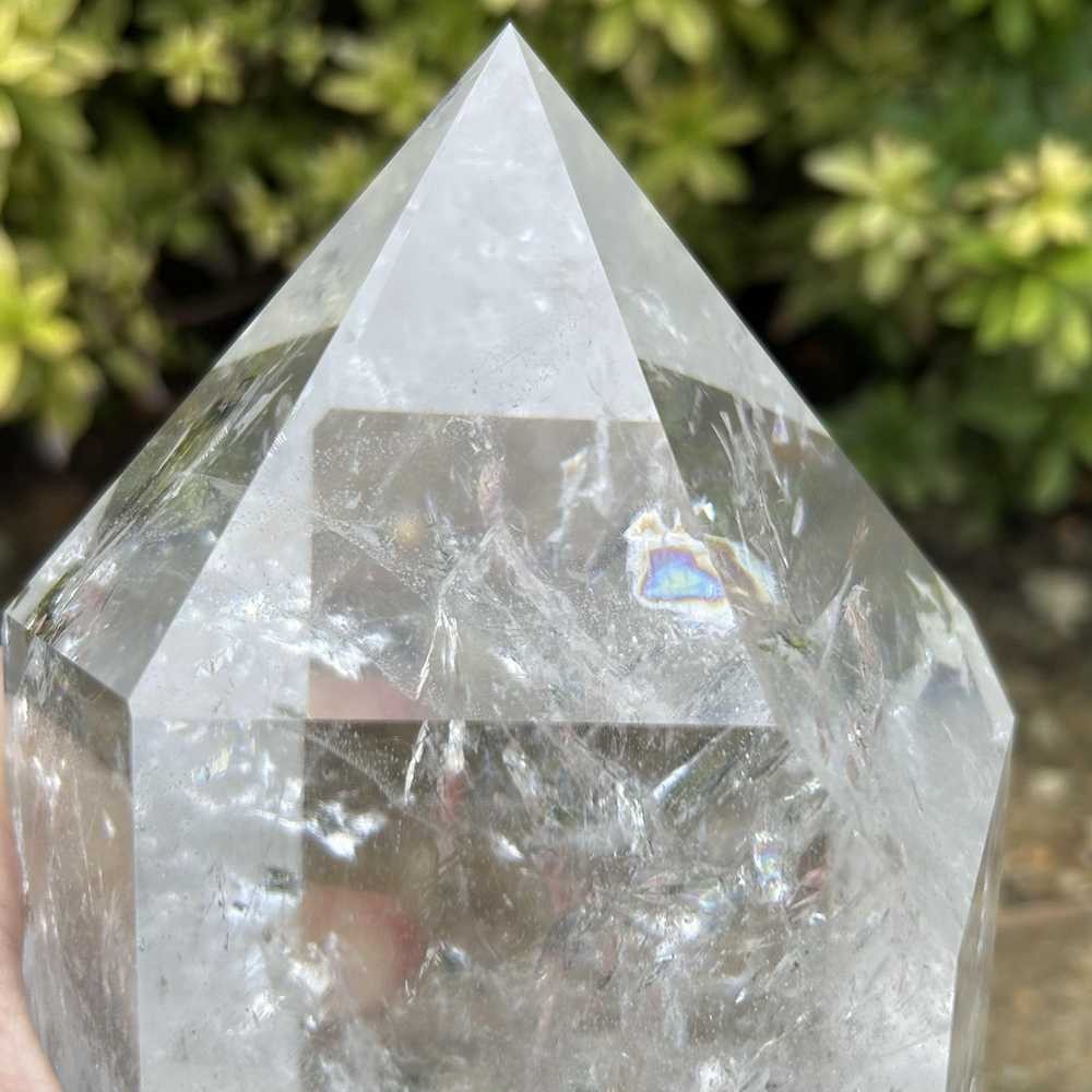 17.9LB TOP Natural clear quartz obelisk carved crystal wand point Reiki Tower