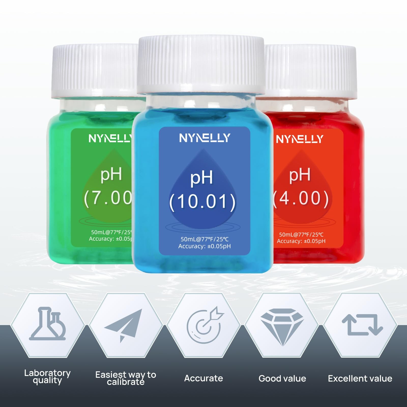 pH Meter Calibration Solution Kit, 3 Bottles 50ml pH Calibration Solution (pH...