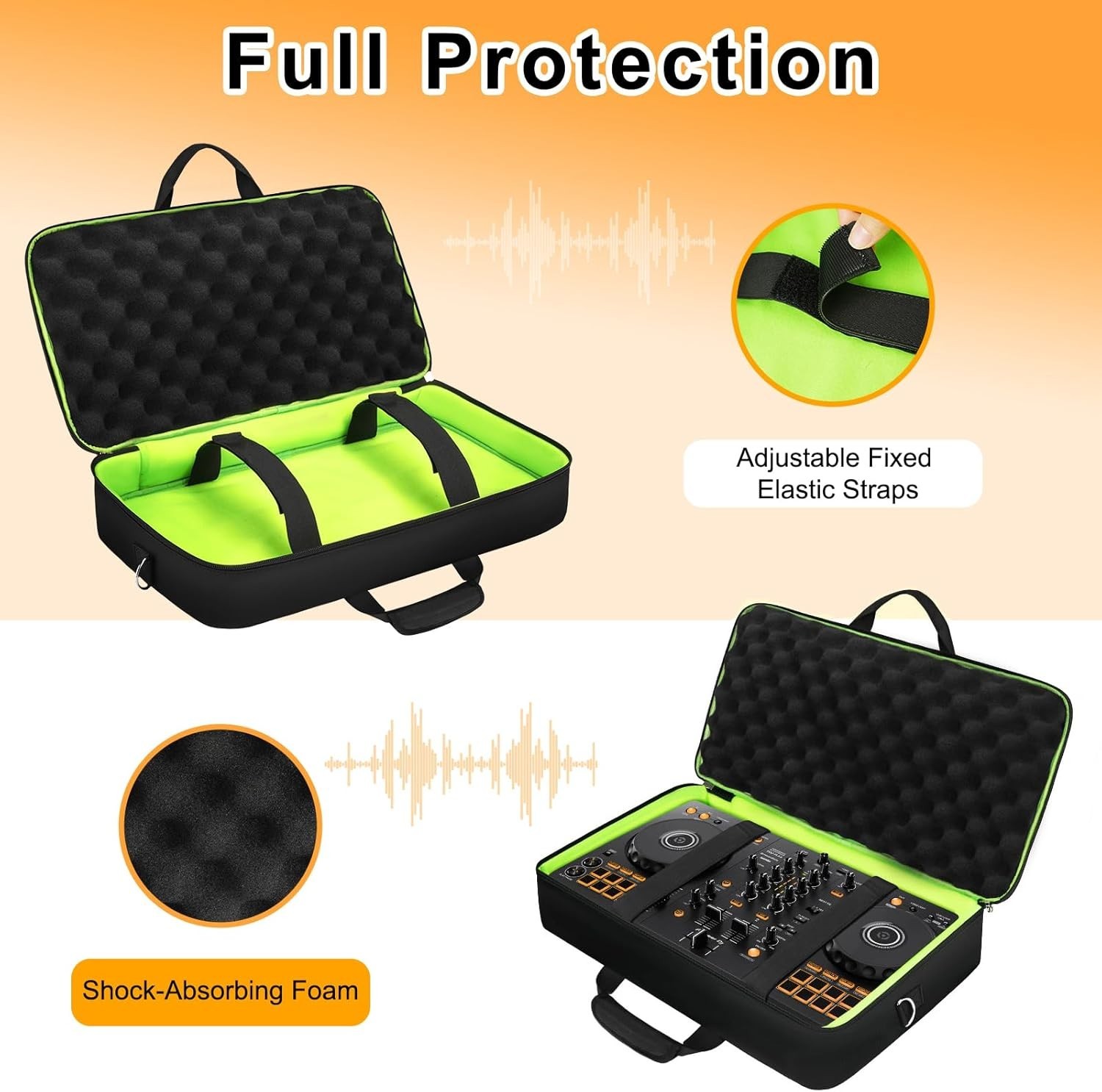 Fashionable Padded DJ Controller Case with Lockable Zippers - Medium Size