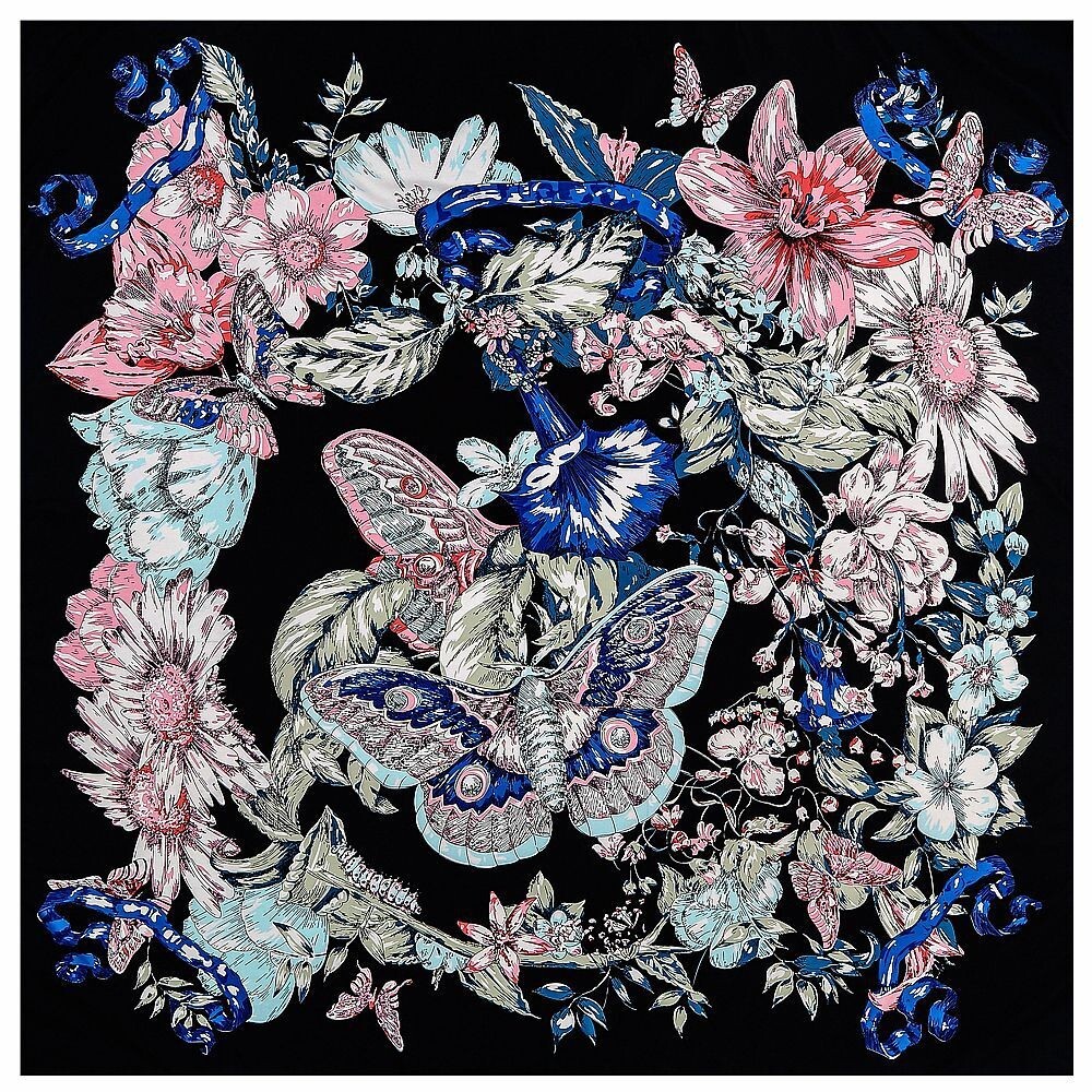 130cm New Color Hand-Painted Butterfly Flower Ladies Twill Shawl Square Scarf