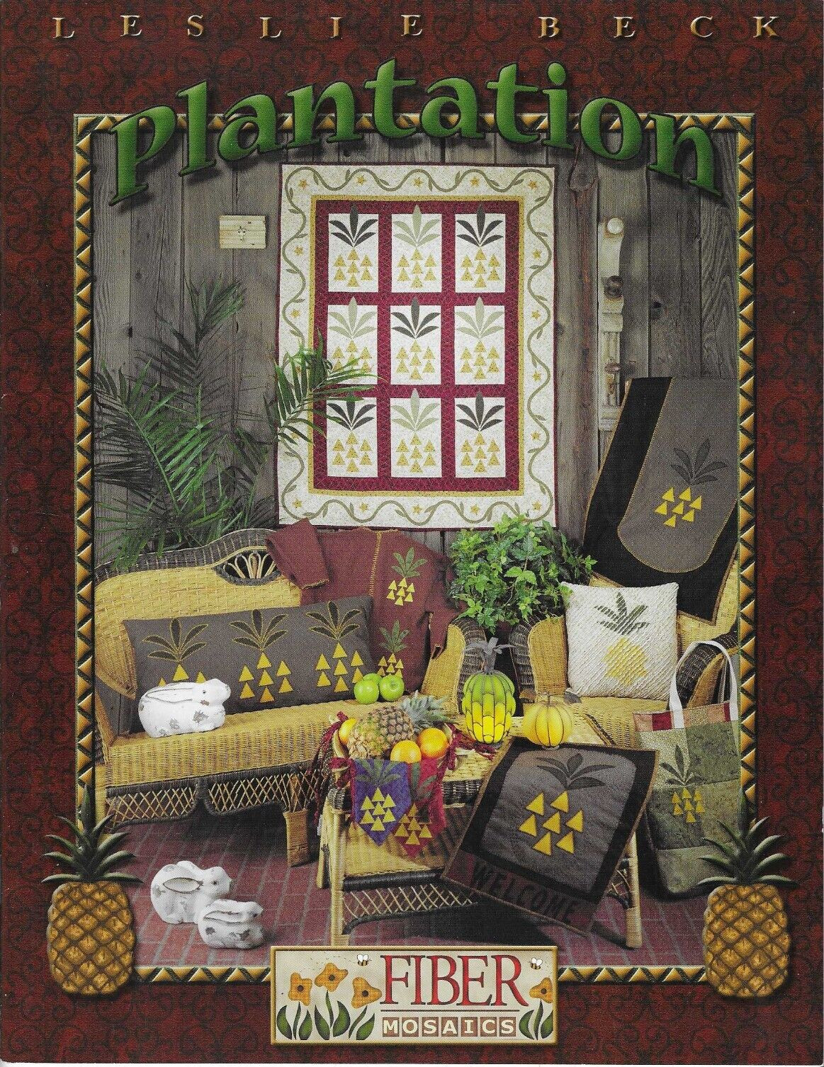 Fiber Mosaics Plantation by Leslie Beck Quilts Patterns Pillow Jacket Shams
