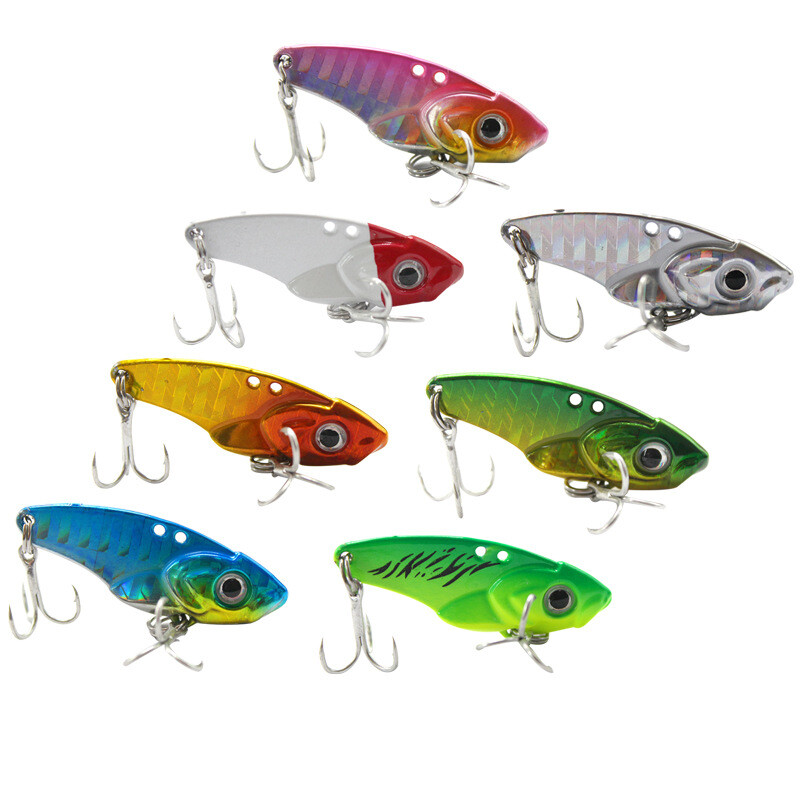 7Pack Metal Blade Vib Fishing Lures Sinking Treble Hook Bass Trout 5/7/10/15/20G