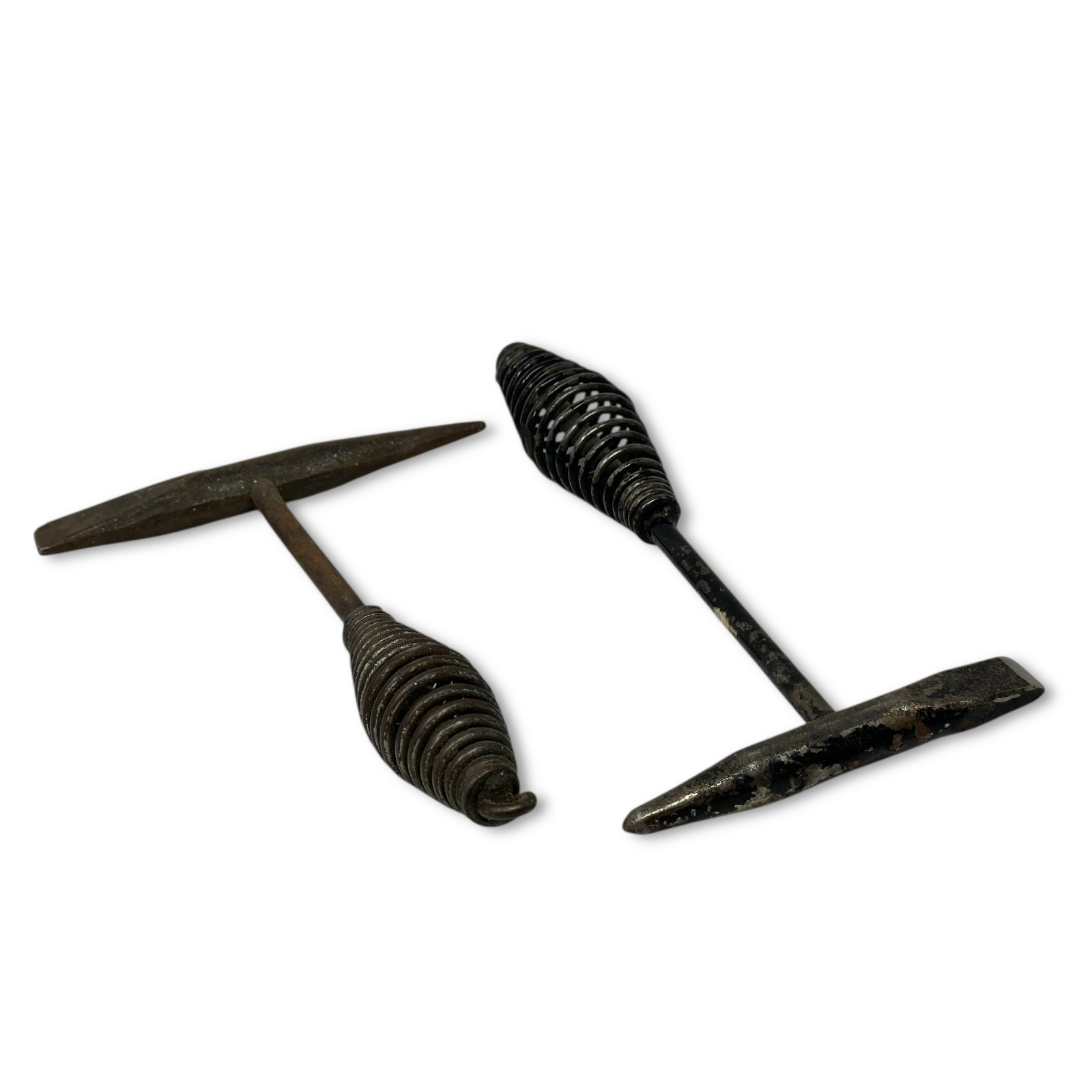 Lot of 2 Vintage Welding Chipping Hammer Slag Tool Spring Handle Antique