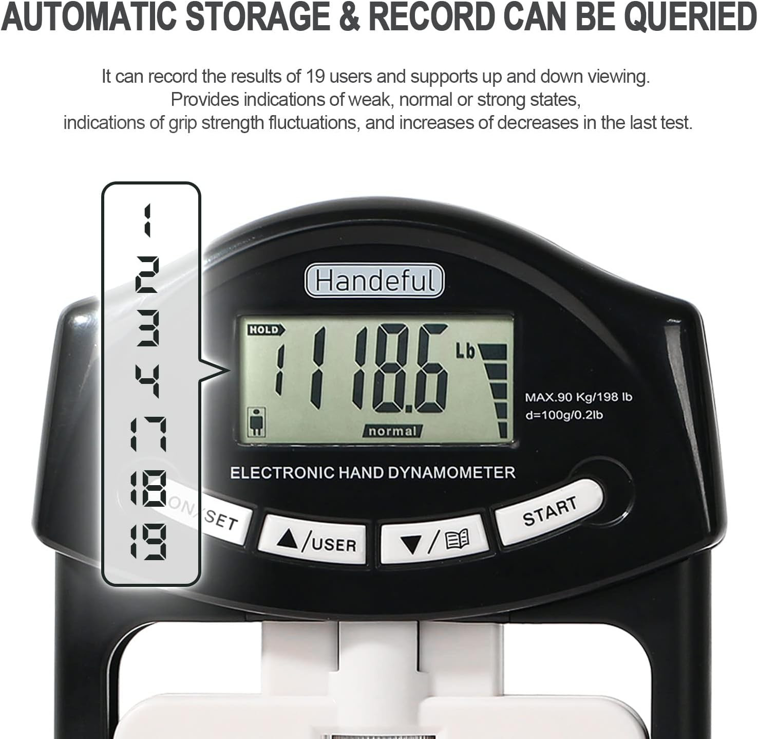 Grip Strength Tester Trainer - Dynamometer Handgrip Measurer Meter, Handheld Str