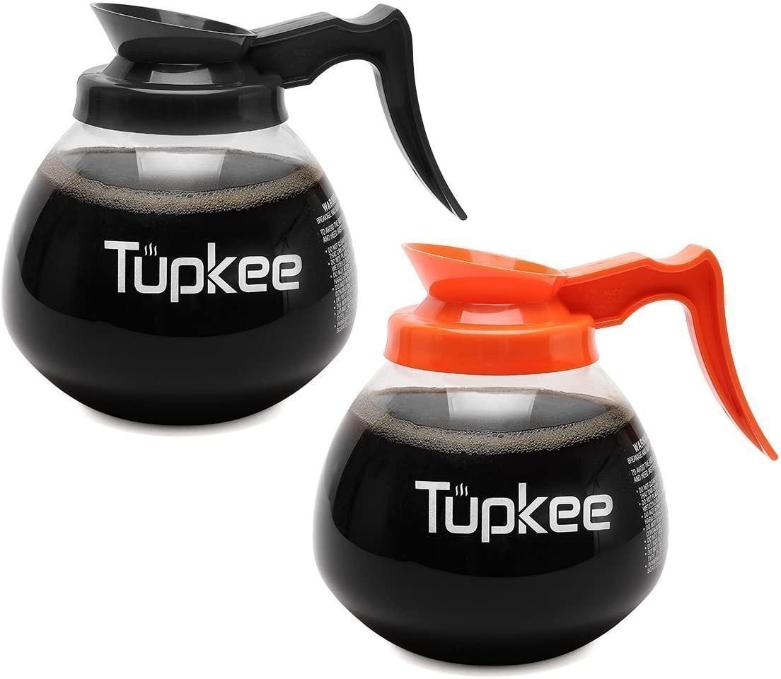 Replacement Commercial Coffee Pot 12 cup 64oz - 2 Pack 1 Black & 1 Orange