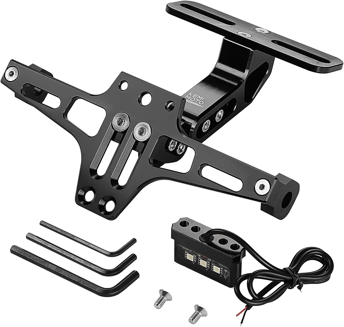 Universal Motorcycle License Plate Bracket with LED Light Aluminum | Motorcycle