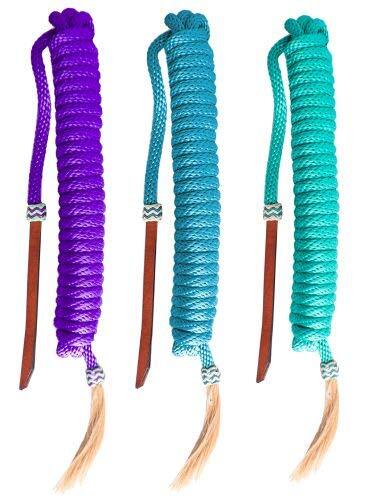 Showman 23' Nylon Mecate Reins w/ Horse Hair Tassel & Leather Popper