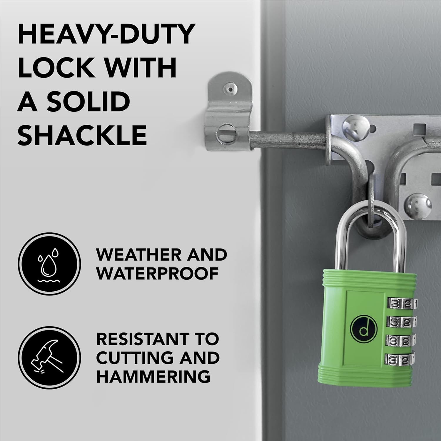 All-Weather Keyless 4-Digit Combination Lock - Green - 1 Pack Security Solution