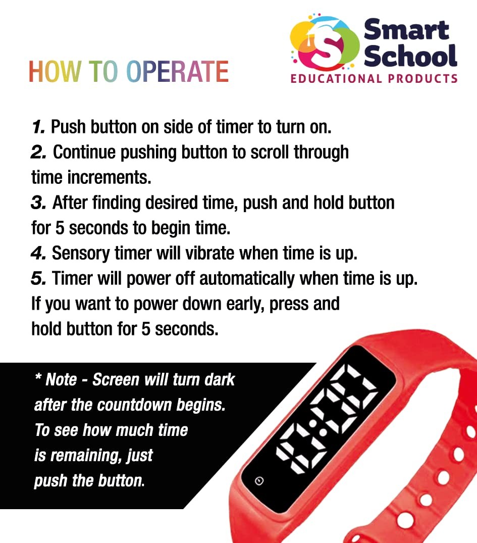 Sensory Wrist Timer for , Teachers, Students, Simple Reminder with Silent Ala...
