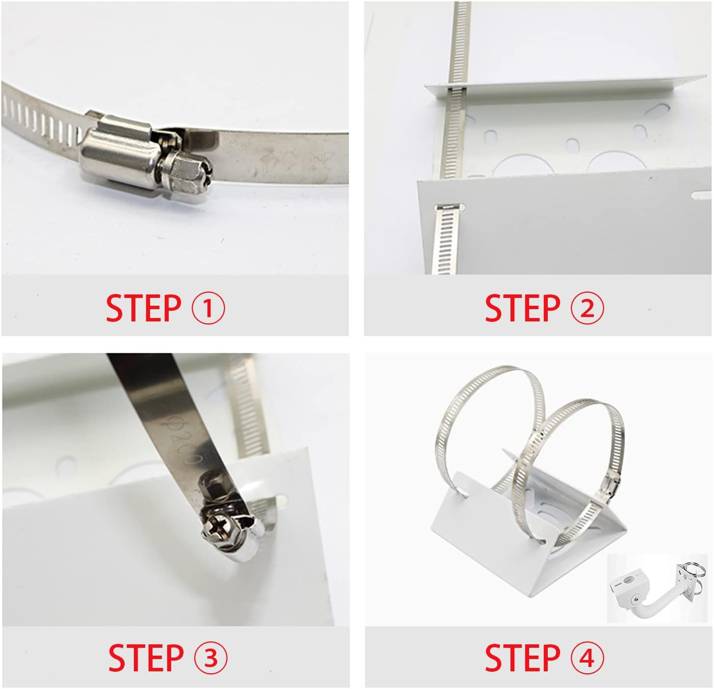 Universal Pole Mount Bracket 2 Loops for CCTV PTZ Camera AP CPE Adapter